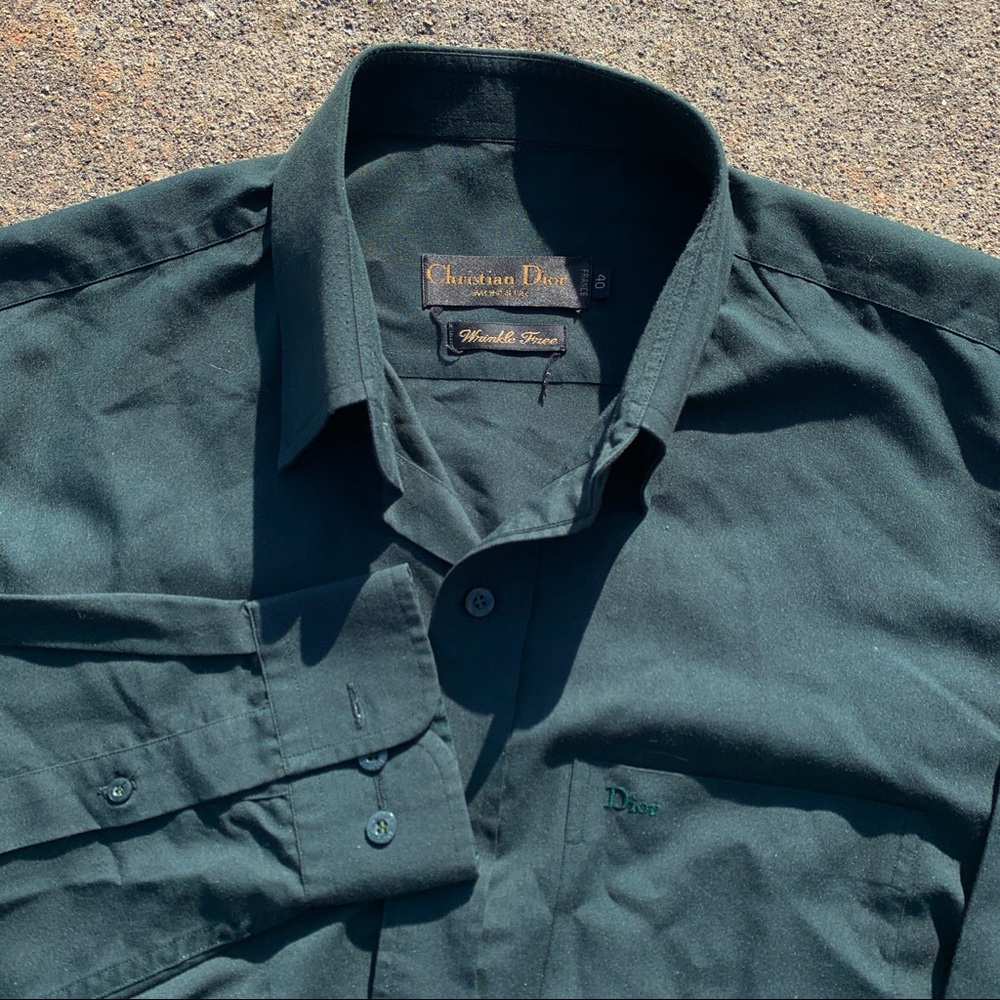 Christian Dior Wrinkle Free Green Shirt Size 40